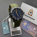 VIGUER Men’s Sport Luxury Quartz Watch – Olive Green Silicone Strap & Navy Blue Dial