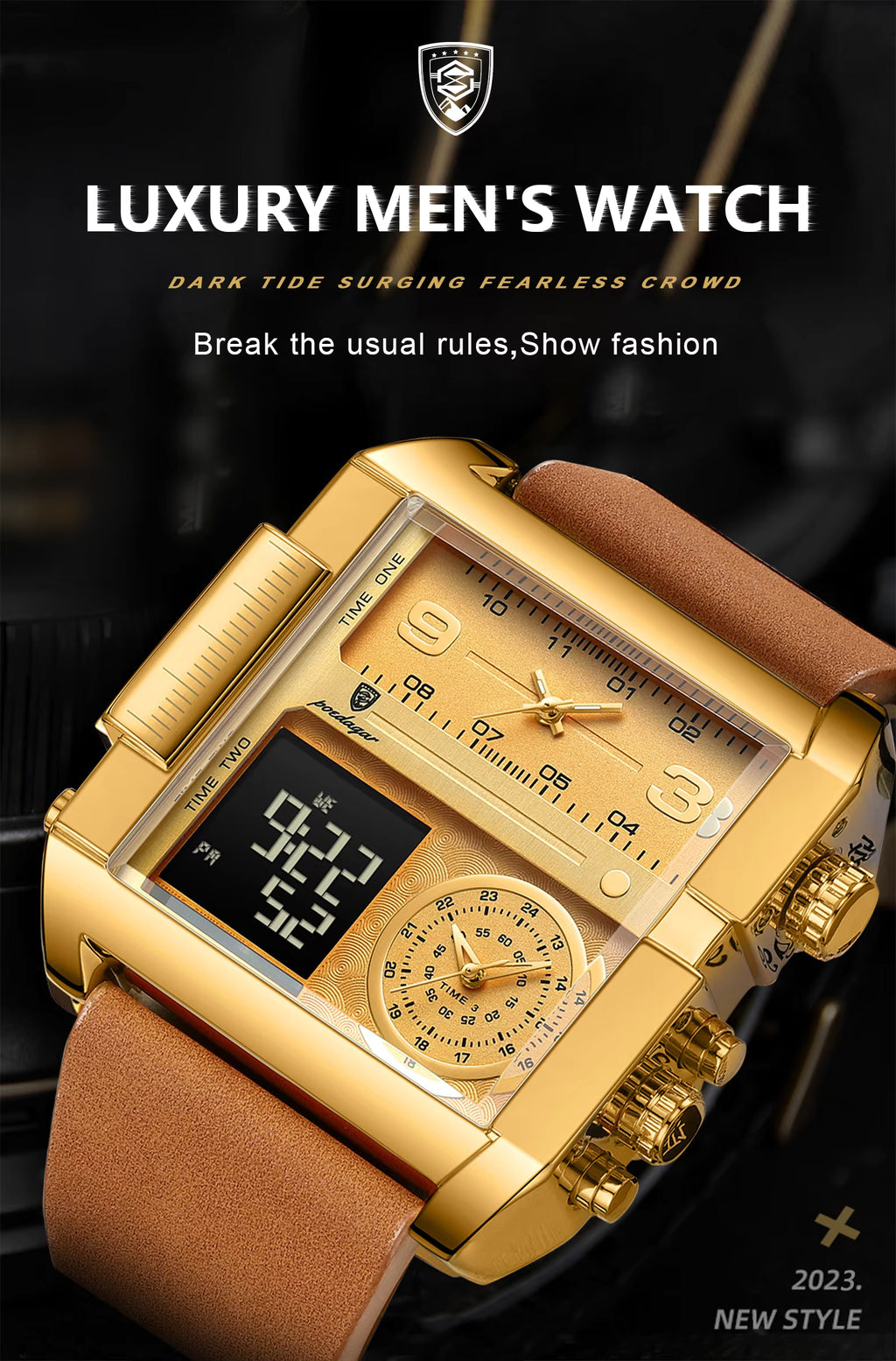 New POEDAGAR 997 Luxury Watch Business Waterproof Male Clock Luminous Date Stainless Steel Square Quartz Men Watch Reloj