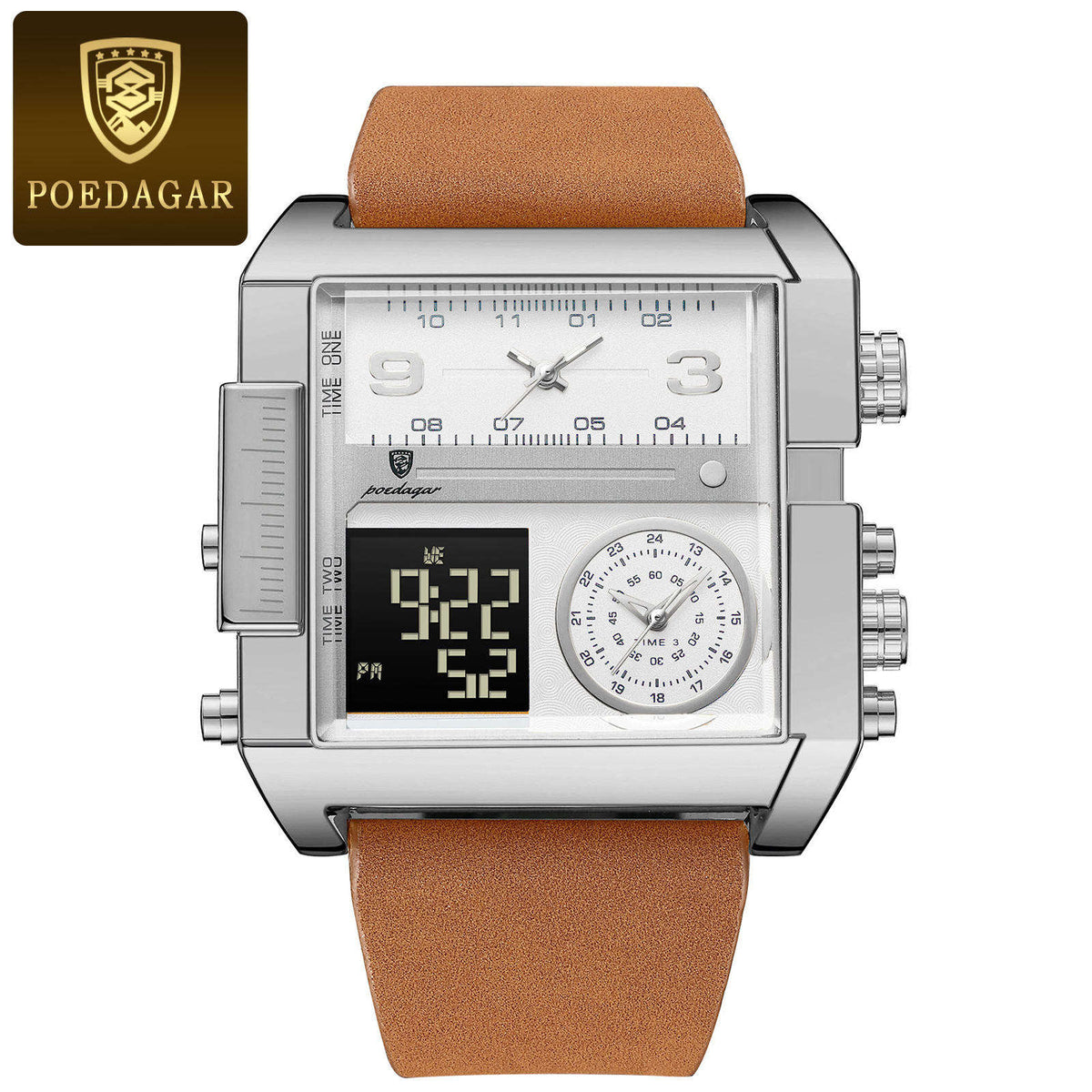 New POEDAGAR 997 Luxury Watch Business Waterproof Male Clock Luminous Date Stainless Steel Square Quartz Men Watch Reloj