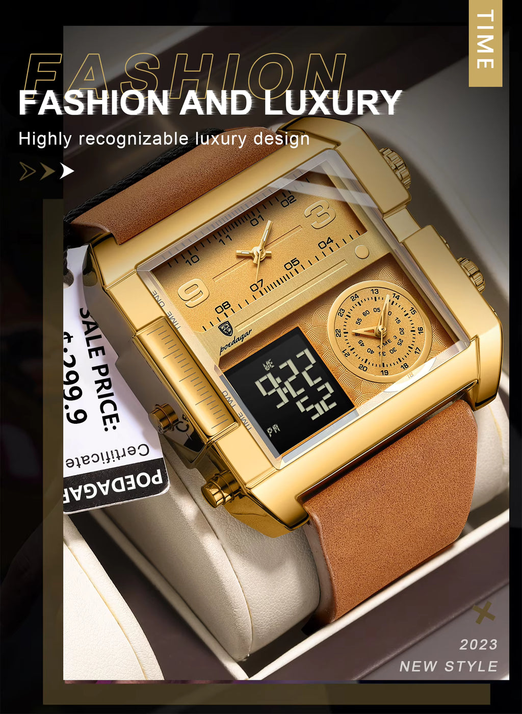 New POEDAGAR 997 Luxury Watch Business Waterproof Male Clock Luminous Date Stainless Steel Square Quartz Men Watch Reloj