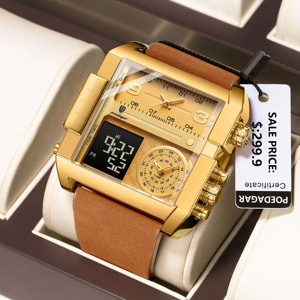 New POEDAGAR 997 Luxury Watch Business Waterproof Male Clock Luminous Date Stainless Steel Square Quartz Men Watch Reloj