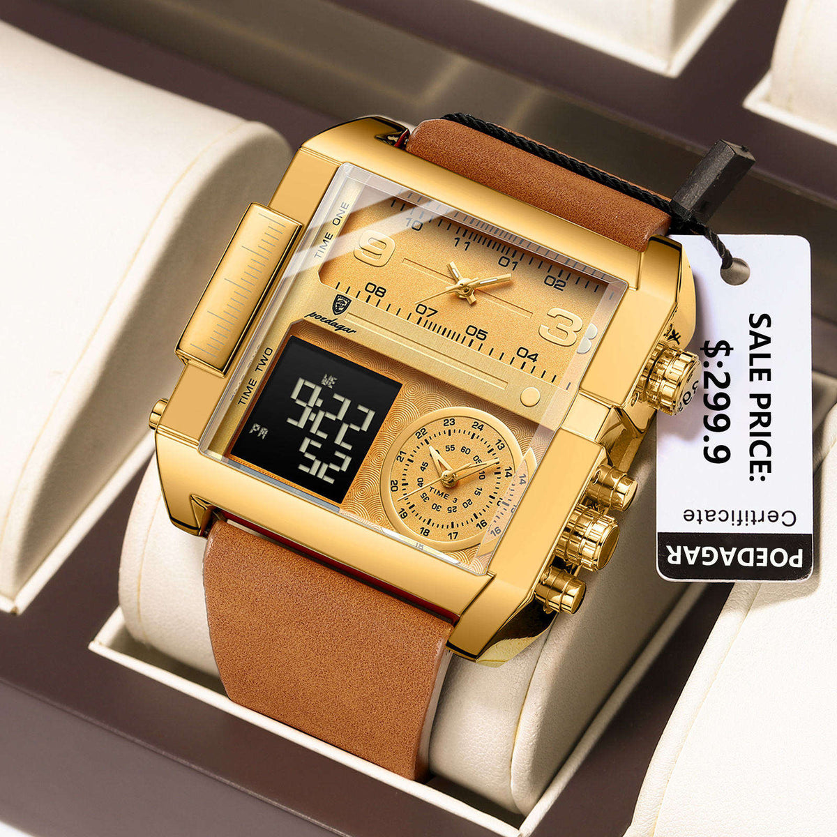 New POEDAGAR 997 Luxury Watch Business Waterproof Male Clock Luminous Date Stainless Steel Square Quartz Men Watch Reloj