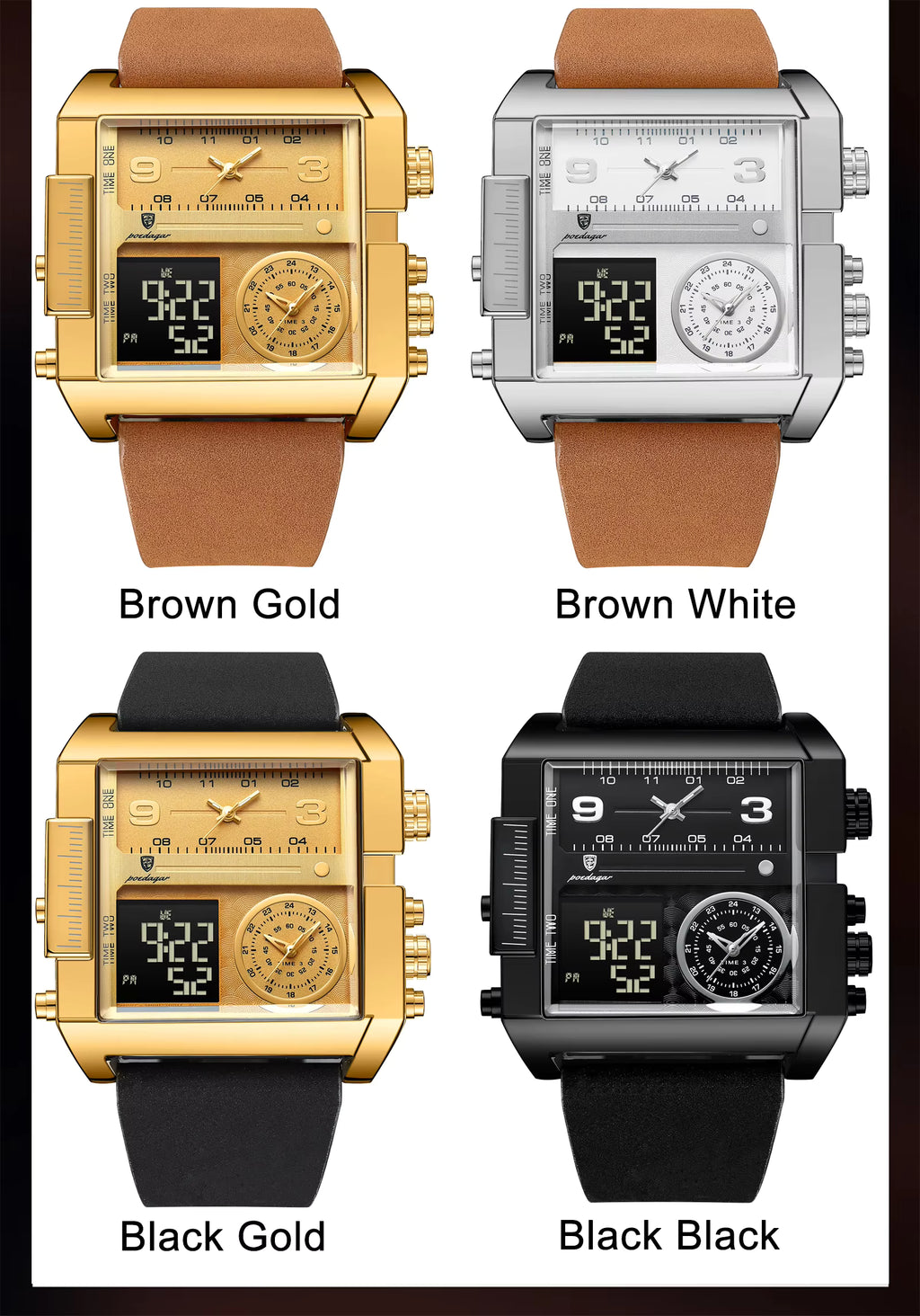 New POEDAGAR 997 Luxury Watch Business Waterproof Male Clock Luminous Date Stainless Steel Square Quartz Men Watch Reloj