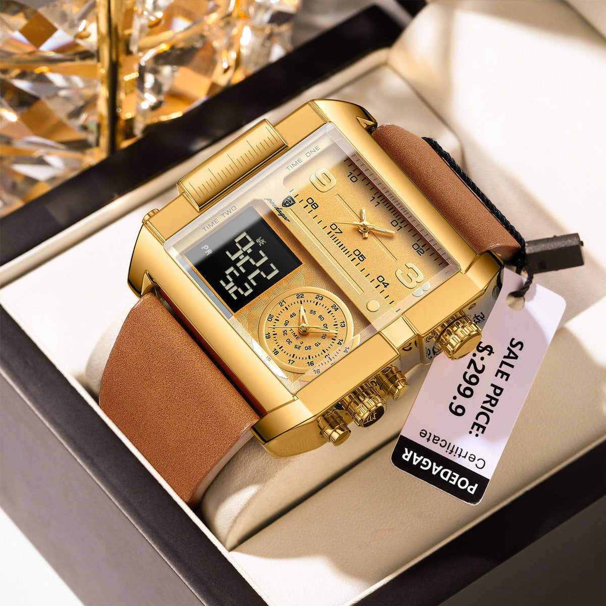 New POEDAGAR 997 Luxury Watch Business Waterproof Male Clock Luminous Date Stainless Steel Square Quartz Men Watch Reloj