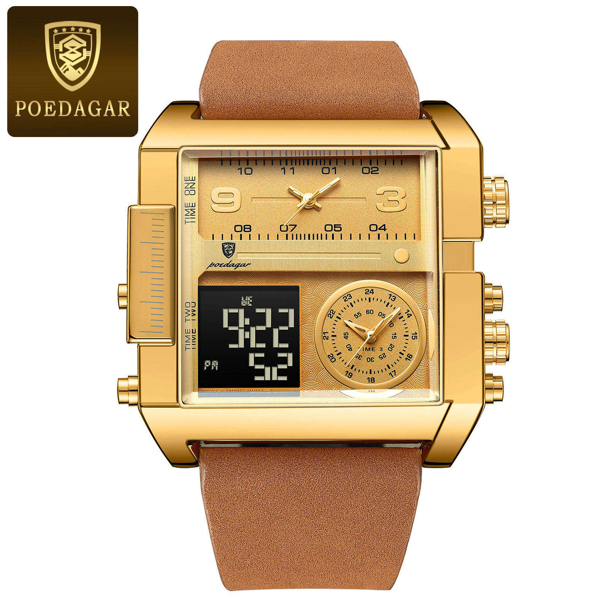 New POEDAGAR 997 Luxury Watch Business Waterproof Male Clock Luminous Date Stainless Steel Square Quartz Men Watch Reloj