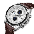 MEGIR 2015 Men Quartz Watch Reloj Montres Homme Leather Strap Analog Chronograph Calendar Wrist Watches Sport Wristwatch for Man