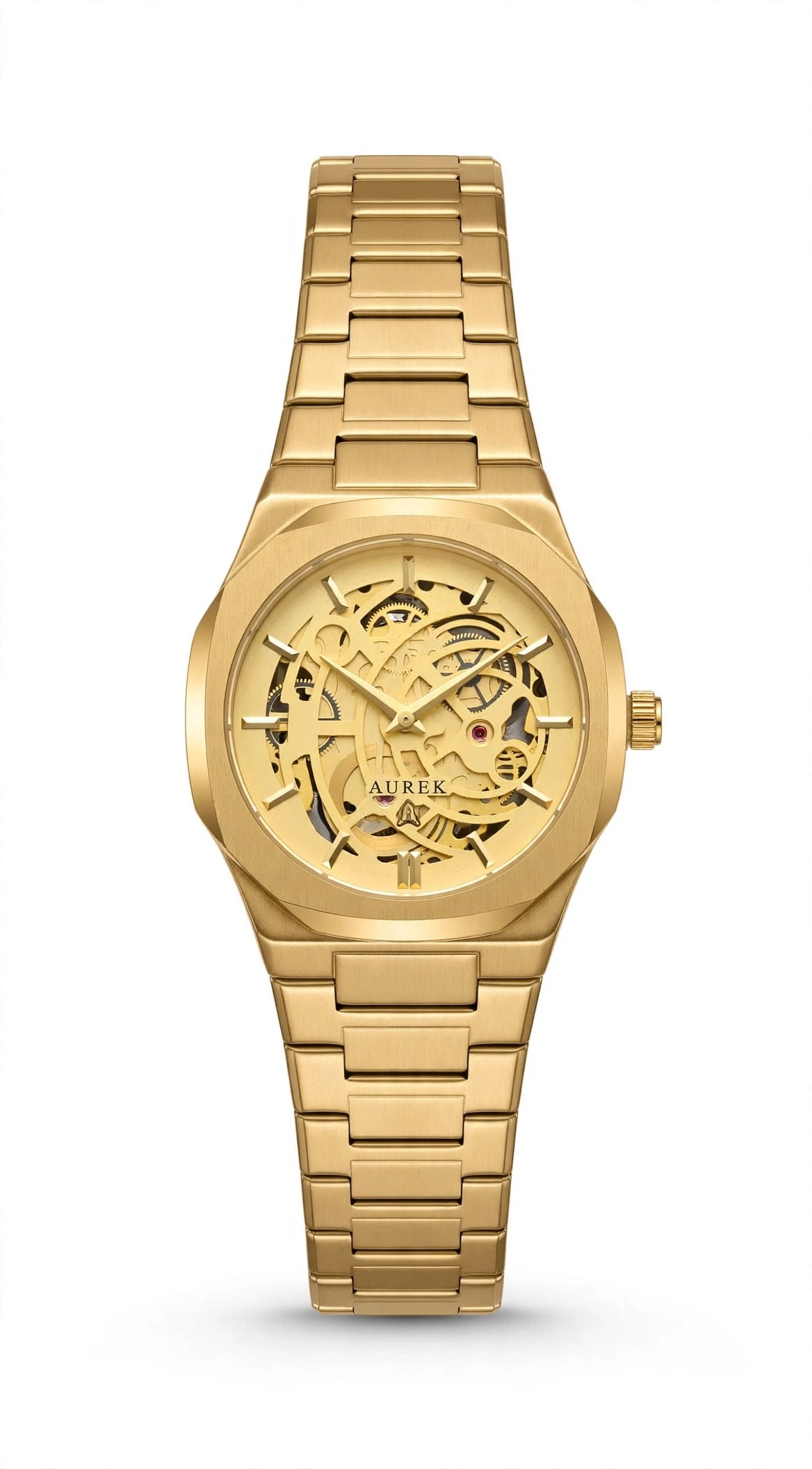 ALI GEEK Luxury Gold Skeleton Watch For Men - Automatic Look | Stainless Steel | Premium Business Watch
