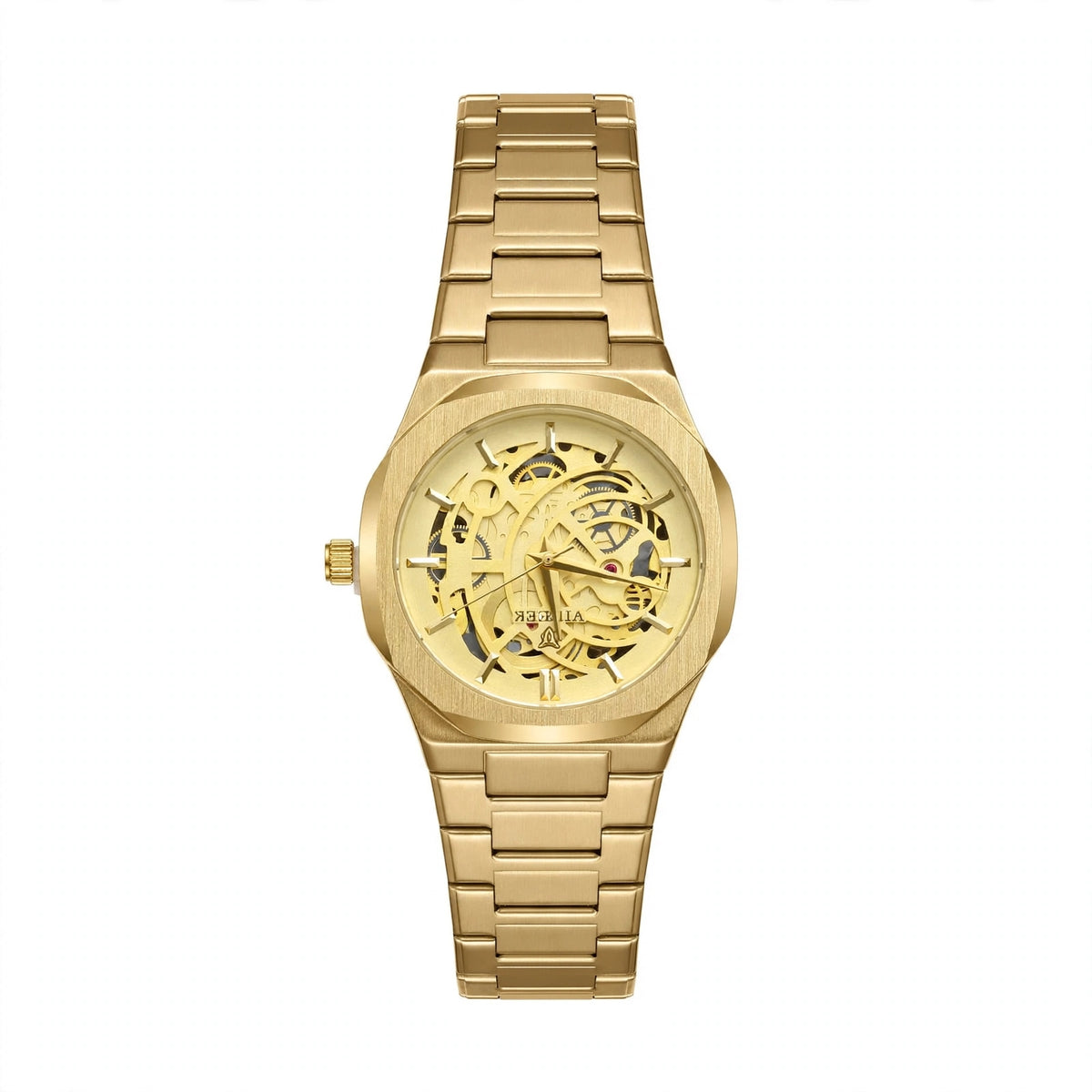ALI GEEK Luxury Gold Skeleton Watch For Men - Automatic Look | Stainless Steel | Premium Business Watch