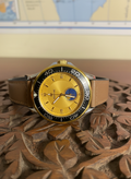 Aquatime "Celestial" Gold & Tan Premium Leather Watch